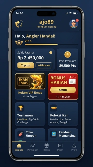 Halaman utama ajo89 dengan berbagai kategori aplikasi.